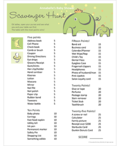 Baby Shower Scavenger Hunt